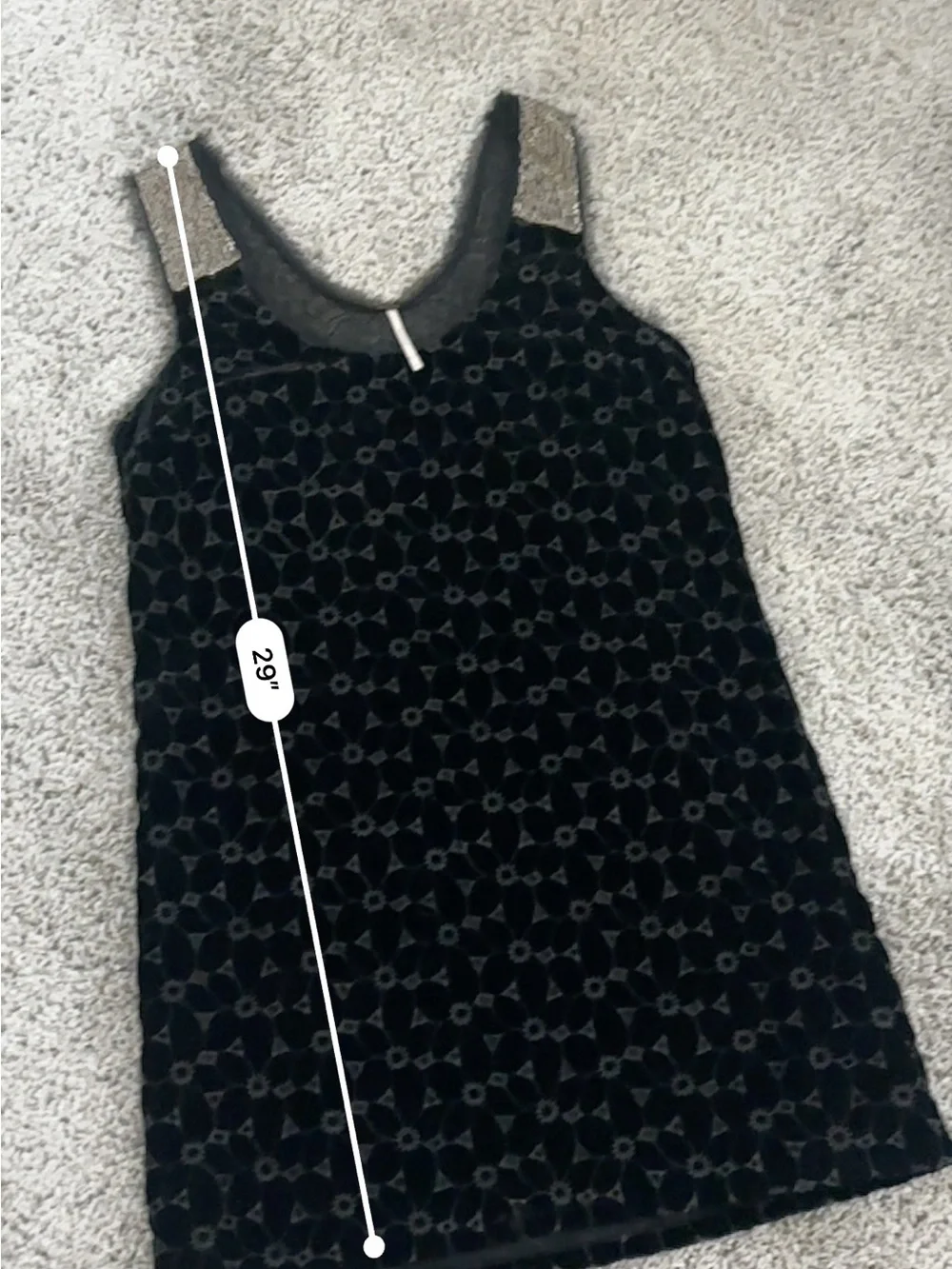 Free people Black Sleeveless Shift Dress with Fringed Straps